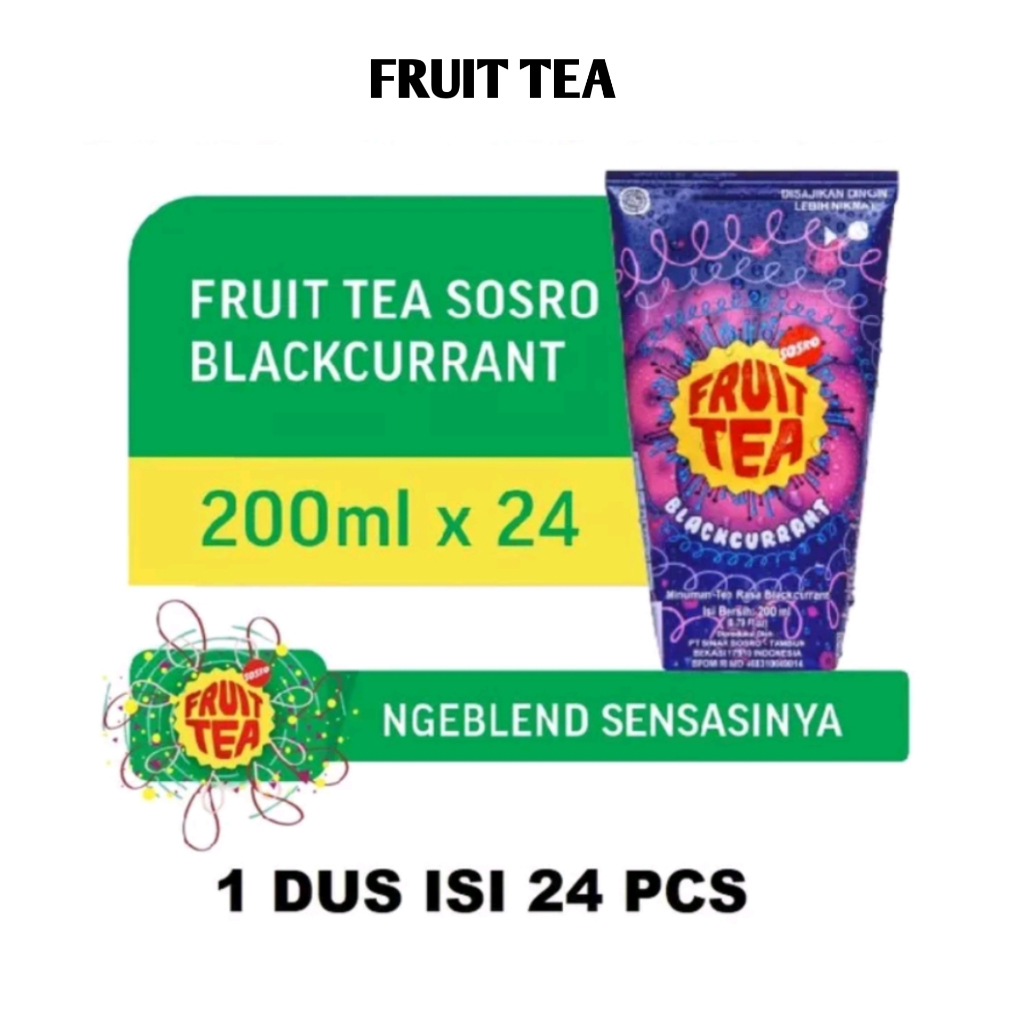 Jual FRUIT TEA SOSRO BLACKCURRANT GENGGAM 200 Ml HARGA 1 DUS ISI