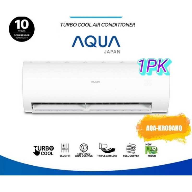 Jual AC SPLIT AQUA JAPAN 1PK 760Watt AQA KR09FQAL TURBOO COOL SEREIS