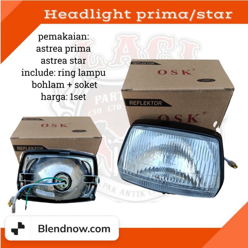 Jual Reflektor Lampu Depan Astrea Prima Star Plus Ring Besi Hitam