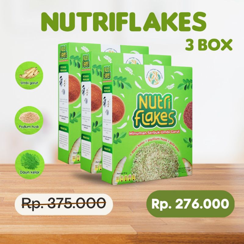 Jual 3BOX Nutriflakes Sereal Umbi Garut Atasi Asam Lambung GERD