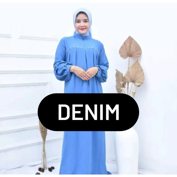 Jual Medina Dress Bahan Crinkle Airflow Aplikasi Mutiara Gamis Crinkle