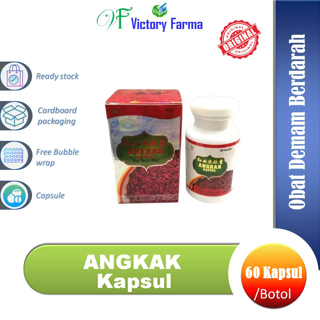 Jual Angkak Kapsul Red Yeast Rice Botol Kapsul Obat Demam