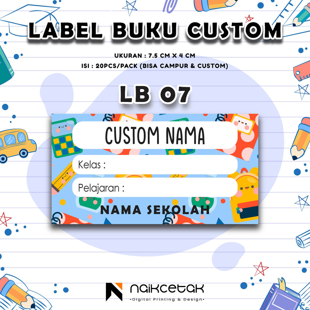 Jual Pcs Sticker Label Buku Pelajaran Bisa Custom Nama Lucu Dan