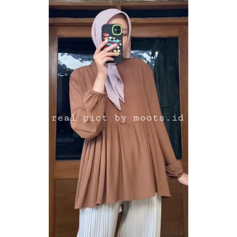 Jual Kemeja Wanita Arina Blouse Bahan Rayon Crinkle Premium Shopee