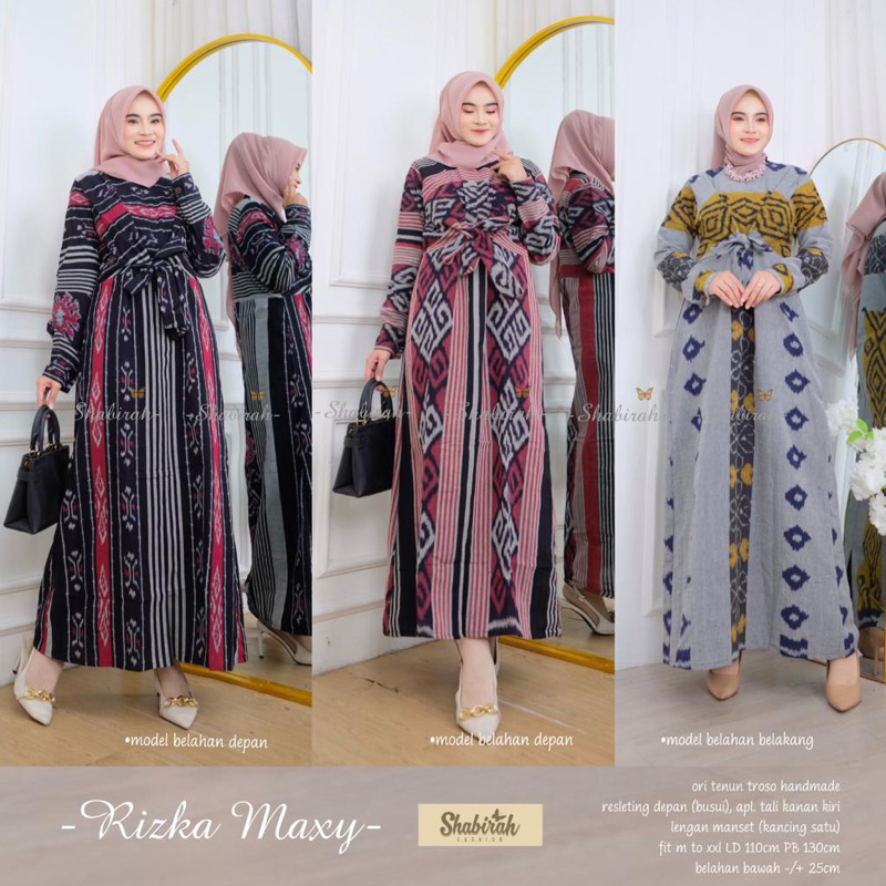 Jual RISKA MAXY DRESS TENUN TROSO ORI DRESS TENUN KEKINIAN LONGDRESS