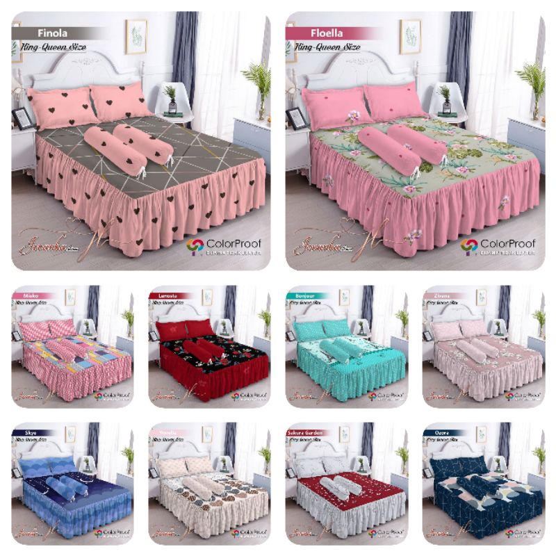 Jual Sprei Seprai Rumbai Motif Minimalis Ukuran King 180x200x30