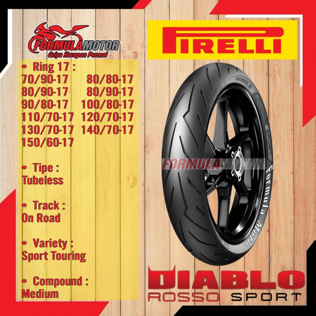 Jual Pirelli Diablo Rosso Sport Ring Tubeless Pilih Ukuran Ban