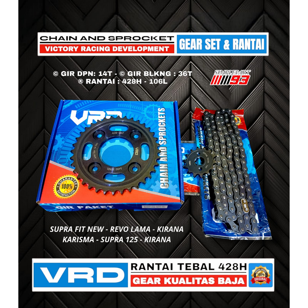 Jual Gear Gir Rantai Set Paket Vrd Honda Supra Fit New Revo