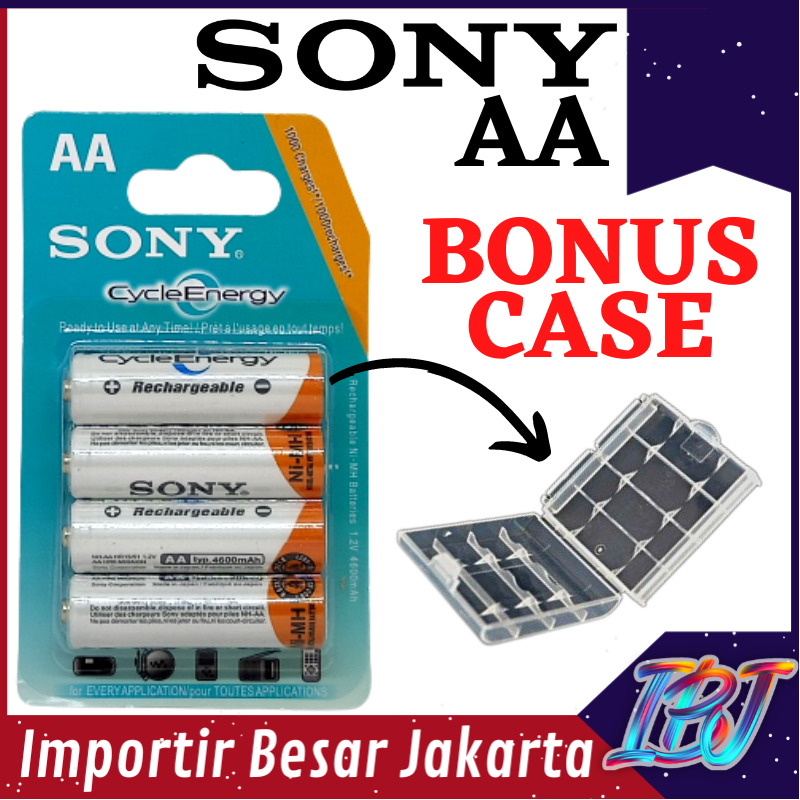 Jual Bonus Case Baterai Aa Sony Mah Isi Cas Rechargeable