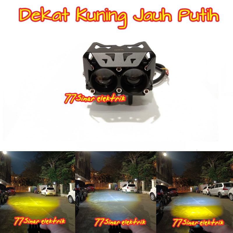 Jual Lampu Tembak Sorot LED SQL 2 Mata D2 Laser Kuning Putih Jauh Dekat