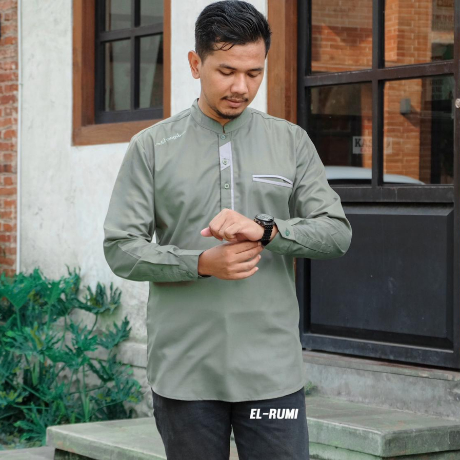 Jual Kemeja Baju Koko Kurta Toyobo SAGE Pria Lengan Panjang Terbaru