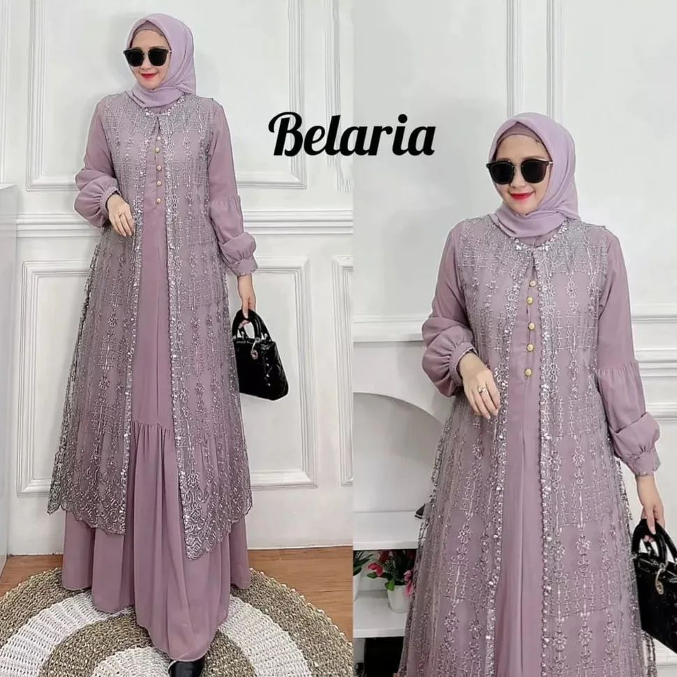 Jual Dress Brokat Bellaria Gamis Pesta Mewah Ceruty Mix Brokat Dress