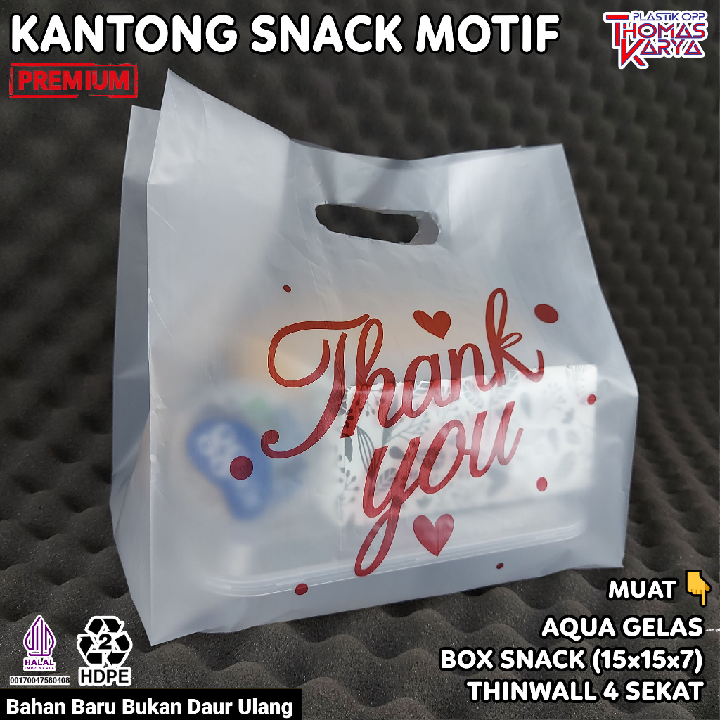 Jual Plastik Mika Bento Sekat Motif Thank You Isi Kantong Box Nasi