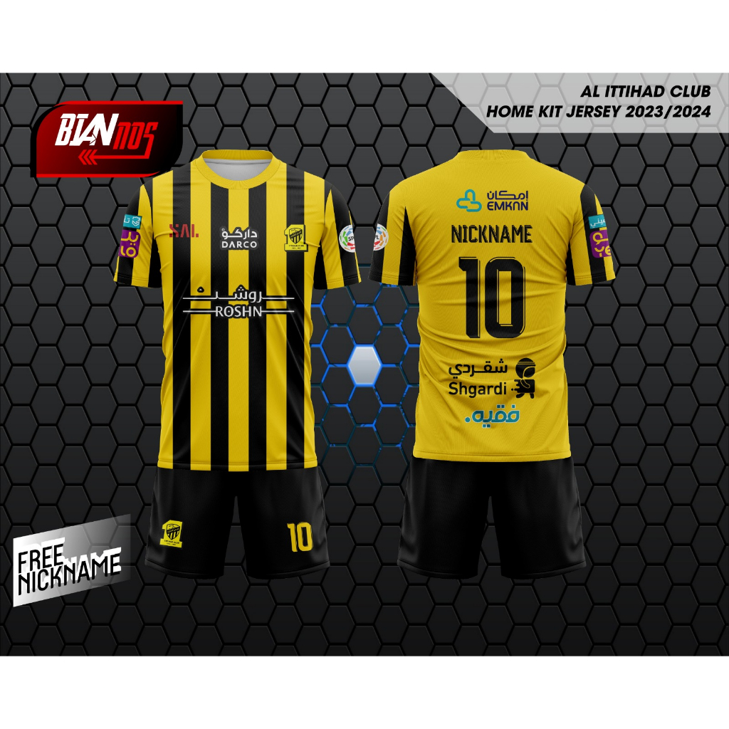 Jual Jersey Al Ittihad Club Home Terbaru Full Printing