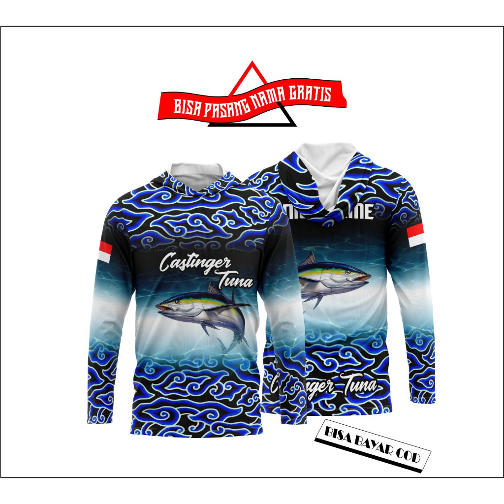 Jual BAJU MANCING CASTINGER TUNA PRINTING LENGAN PANJANG CUSTOM NAMA