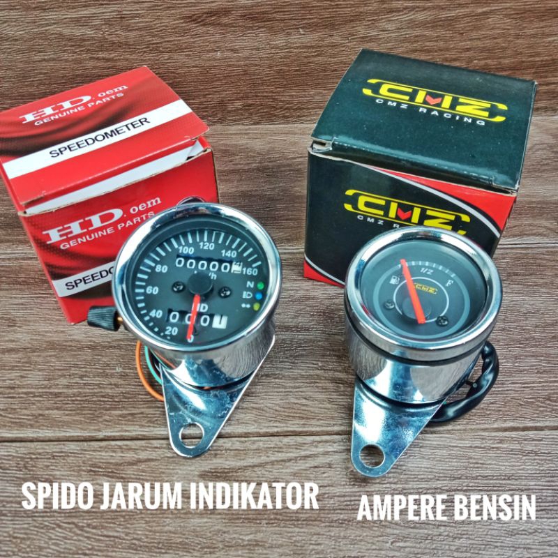 Jual Speedometer Spido Jarum Indikator Set Ampere Bensin Custom