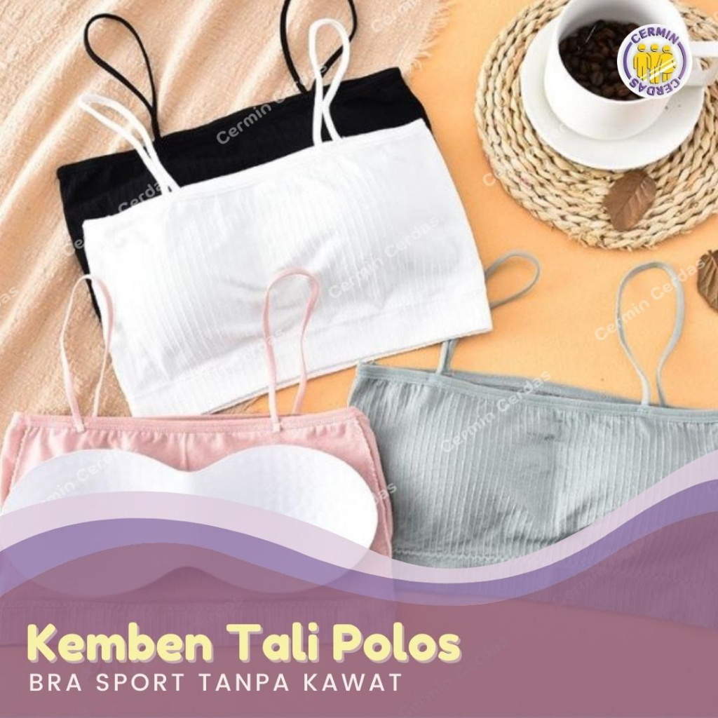 Jual Kemben Tali Polos Bra Sport Elastic Tank Top Bh Remaja Tanpa Kawat