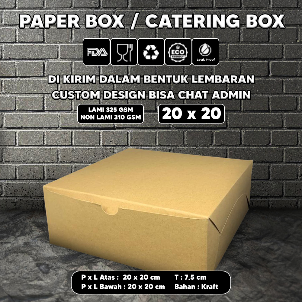 Jual DUS KOTAK KATERING TEBAL 325 GSM CAKE BOX KUE NASI 20X20