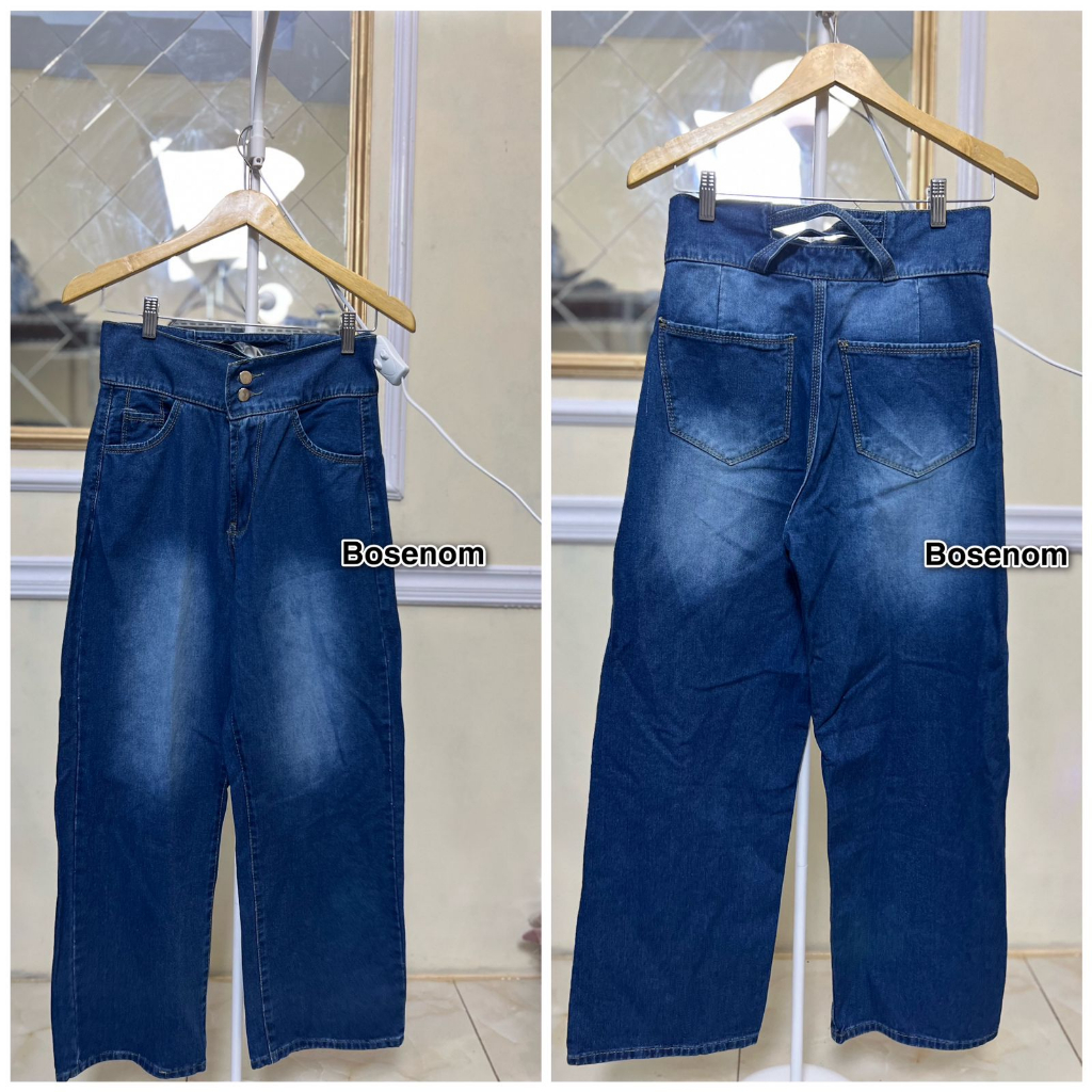 Jual BOSENOM Celana Panjang Kulot Jeans Wanita Highwaist Variasi 2