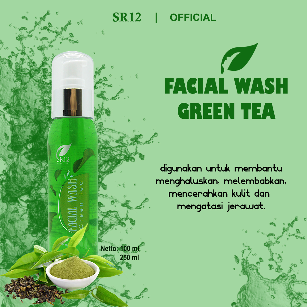 Jual SR12 Facial Wash Green Tea Sabun Wajah Cair Pembersih Muka