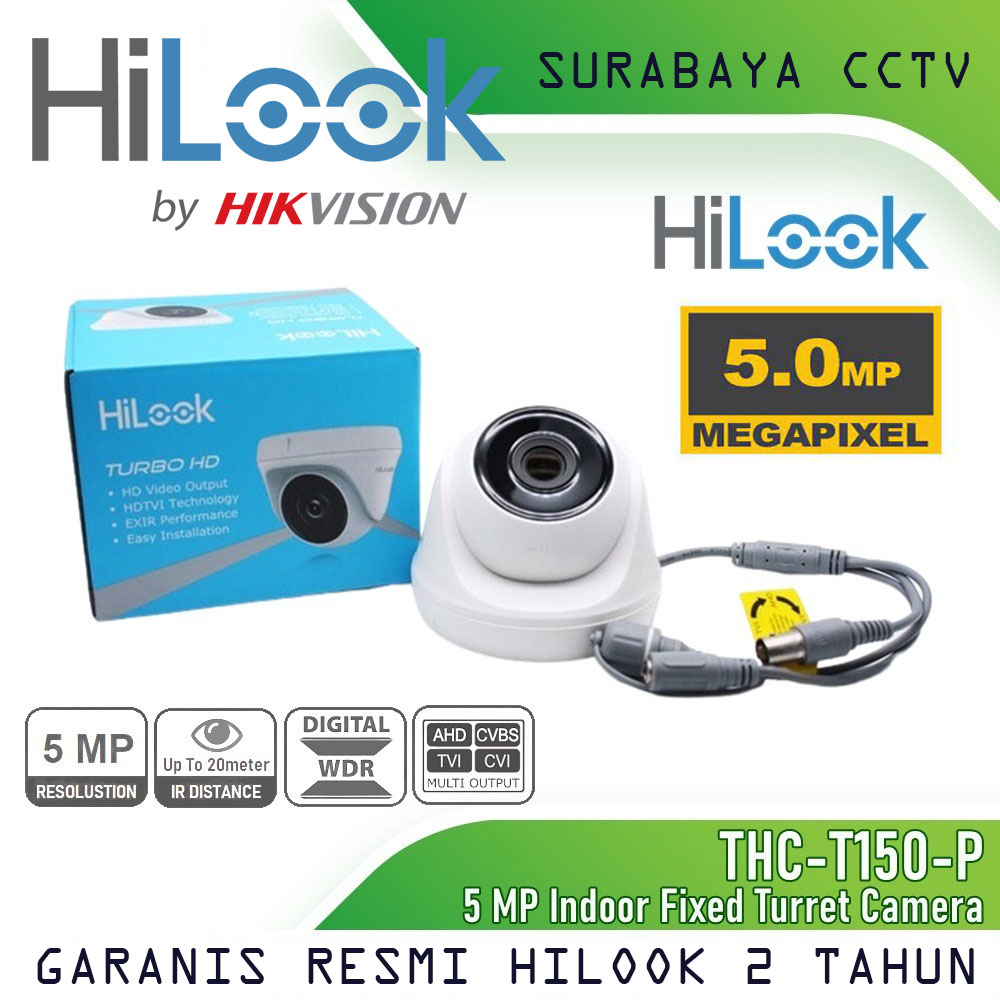 Jual Kamera CCTV HDTVI Hilook By Hikvision Indoor 5MP THC T150 P EXIR