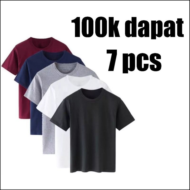 Jual Kaos Polos 100rb Dapat 7 Pcs Kaos Pria Wanita Cod Free