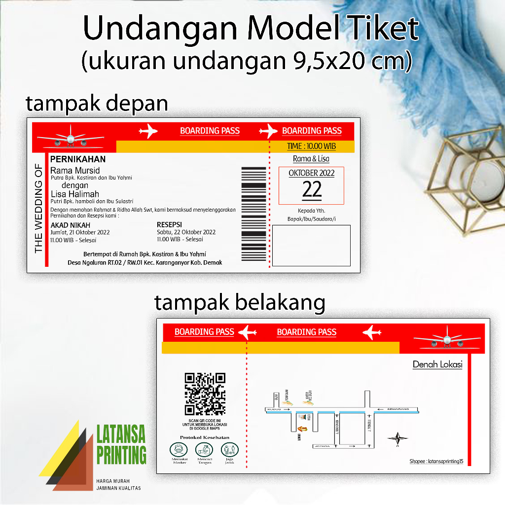 Jual Undangan Pernikahan Tiket Boarding Pass Tiket Pesawat Shopee