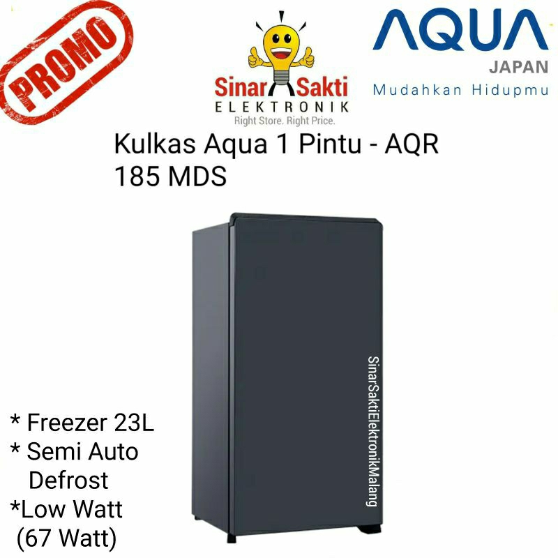 Jual Kulkas Aqua 1 Pintu AQR 185 MDS Lemari Es Defrost Murah Low Watt