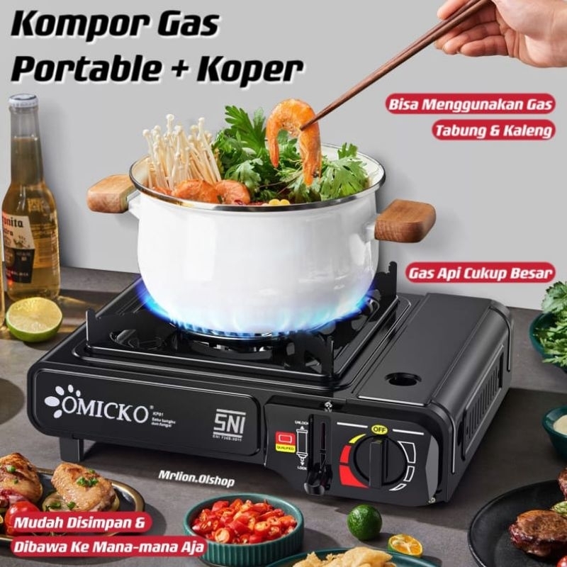 Jual Kompor Gas Portable OMICKO Kompor Gas 2 In 1 Portable Kompor