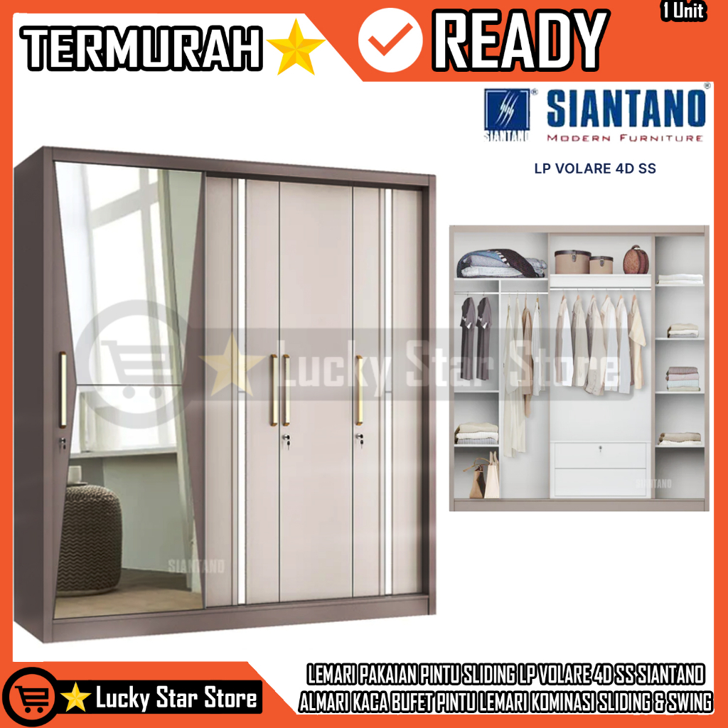 Jual INSTANT SIANTANO LEMARI ALMARI BUFET PAKAIAN PINTU SLIDING LP