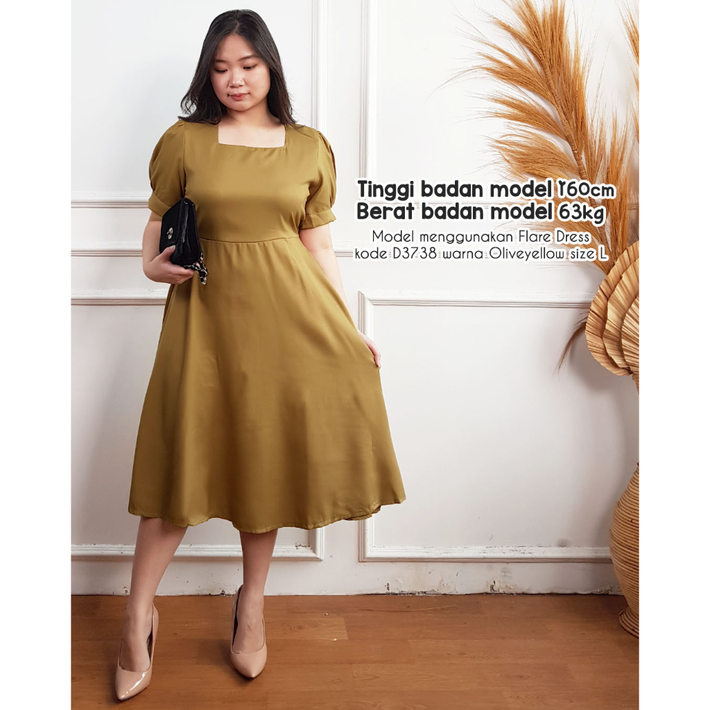 Jual Missol Dress Casual Kondangan Midi Polos D Dress