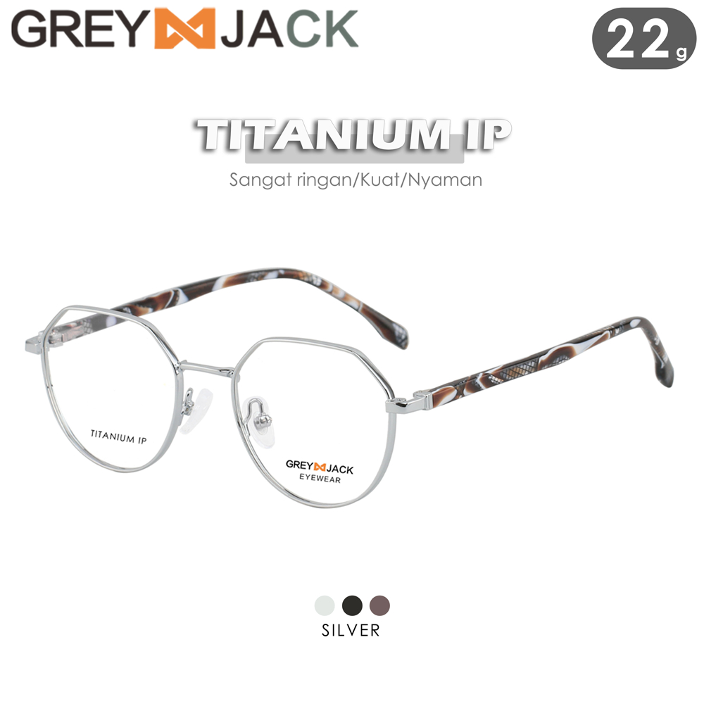 Jual Grey Jack Frame Kacamata Titanium Model Oval Ringan Simple Design