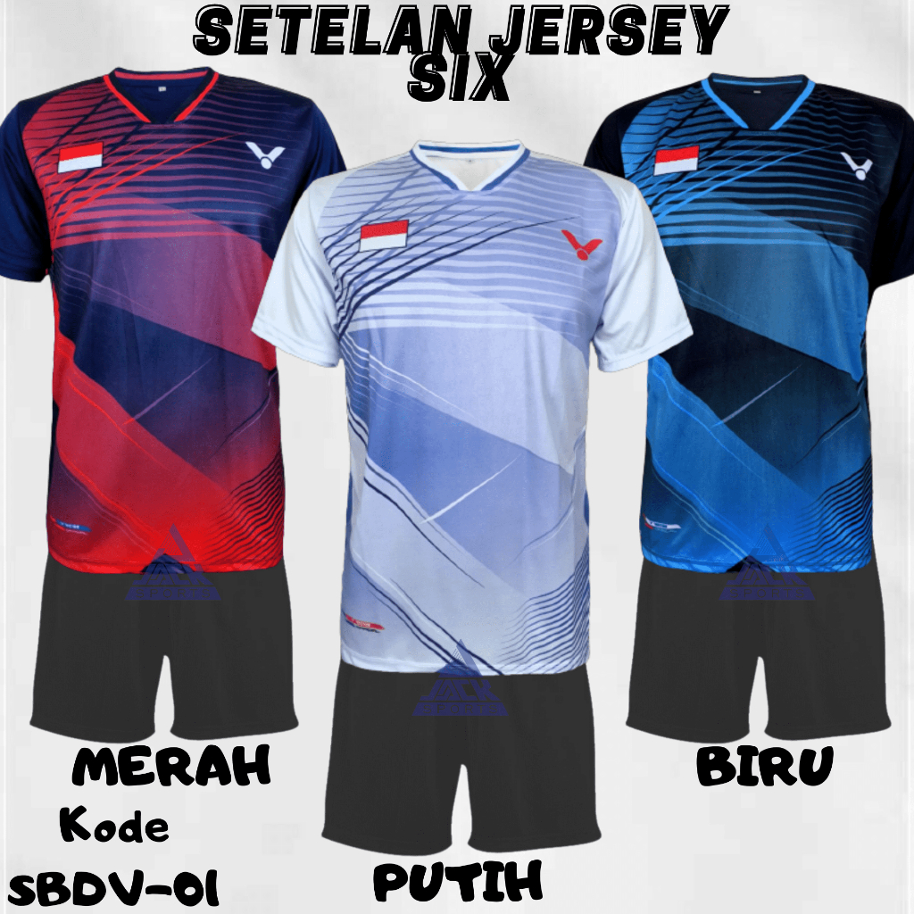 Jual SBDV 01 SETELAN JERSEY BADMINTON SIX PREMIUM DEWASA JERSEY