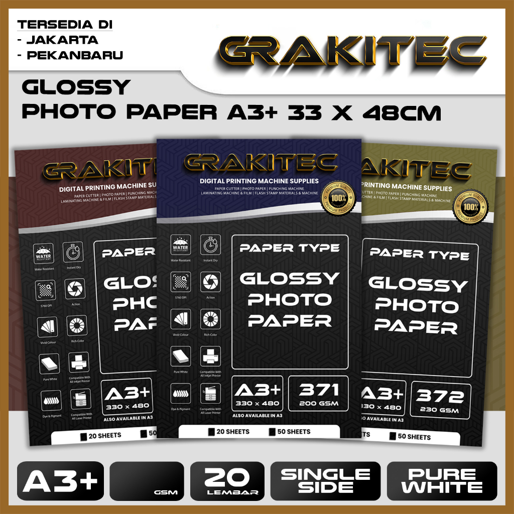 Jual Kertas Foto Glossy A3 PLUS A3 Grakitec Premium Photo Glossy