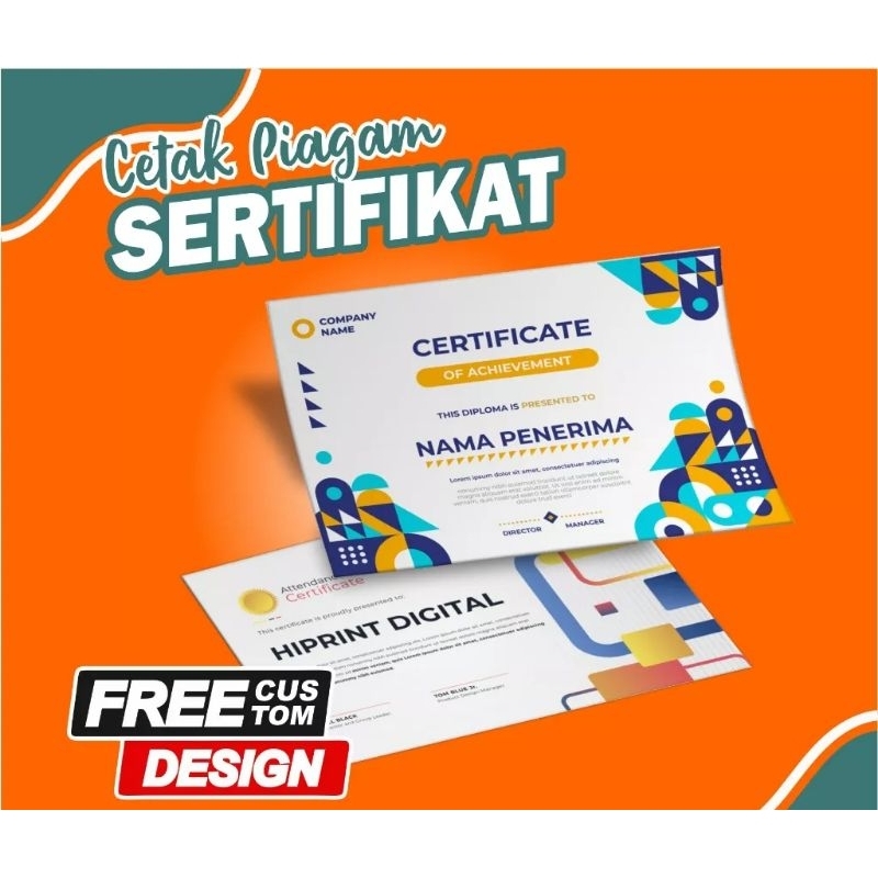 Jual Sertifikat Custom Free Design Cetak 2 Sisi Shopee Indonesia