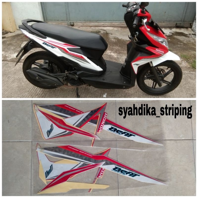 Jual STIKER STRIPING LIS BODY HONDA BEAT FI ISS 2016 2017 MERAH PUTIH