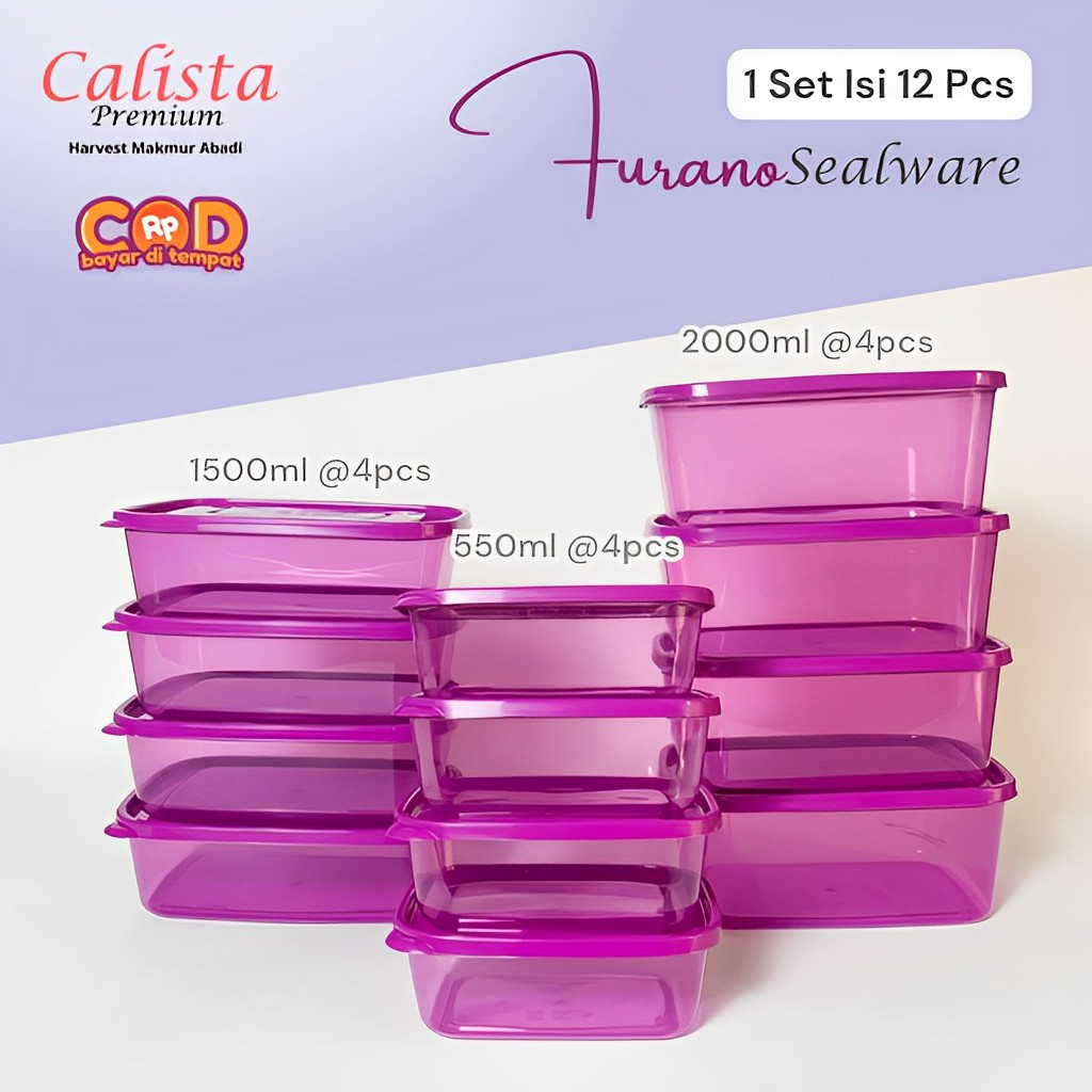 Jual CALISTA FOOD CONTAINER 12 PCS FURANO PREMIUM FULL COLOUR WADAH