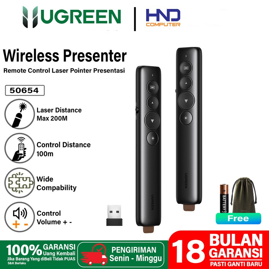 Jual UGREEN Laser Pointer Wireless Presenter Remote Presentasi 50654