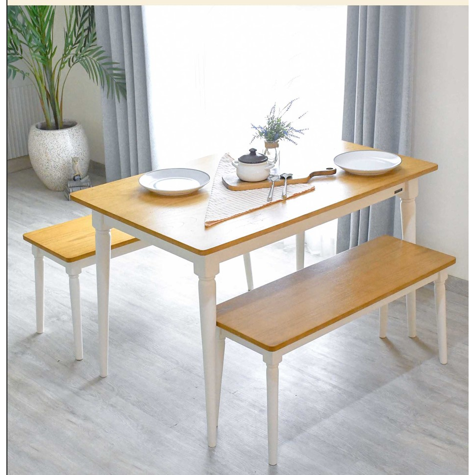 Jual Livien Dining Table Meja Makan Set Bench Meja Makan