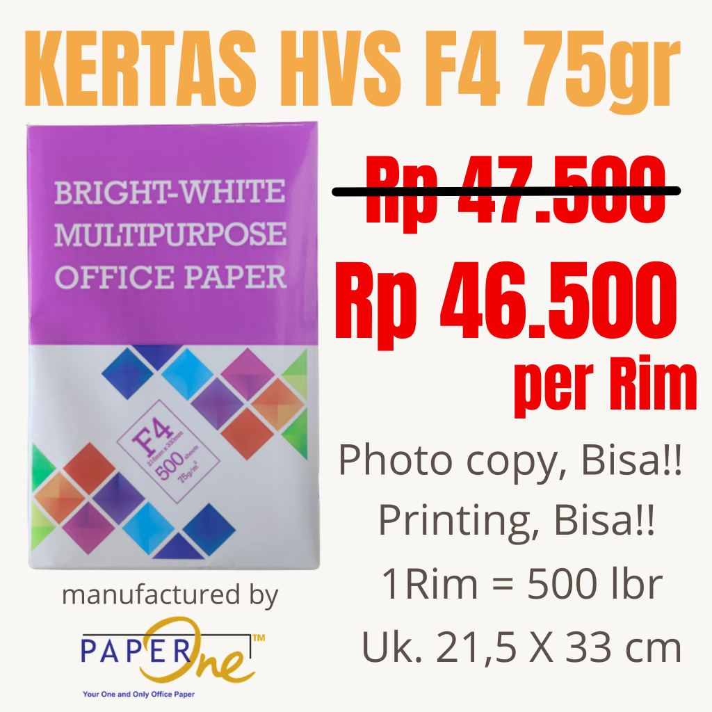 Jual Kertas Fotocopy Foto Kopi Fotokopi Print Hvs F Gr Gr Bmo