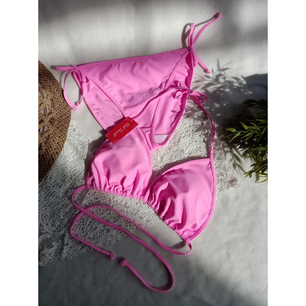 Jual Bk Rxwarna Pink Bikini Pantai Segitiga Dengan Busa Selip