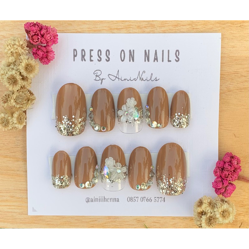 Jual Kuku Palsu Wedding Nail Art Wedding Nude Bening Shopee Indonesia