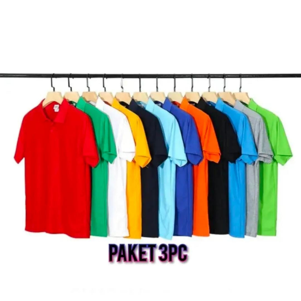 Jual DIXON Paket 3pcs Kaos Pria Kerah Polos Wangki Polos Unisex