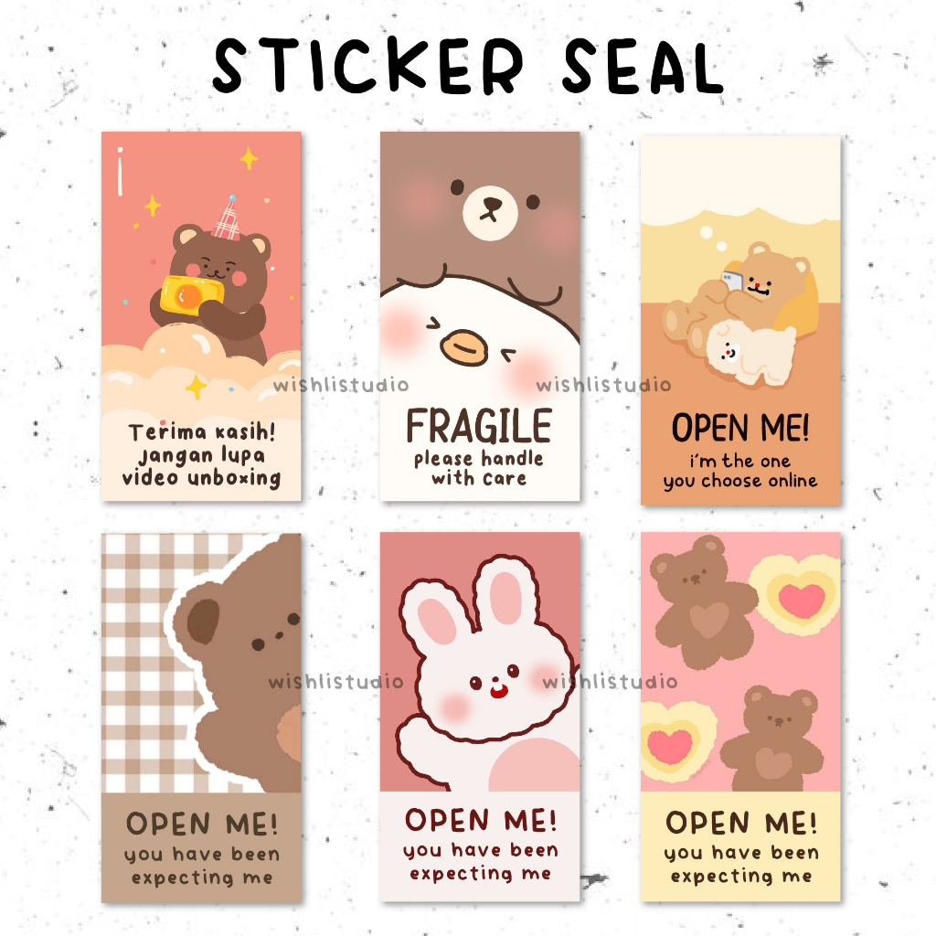 Jual ISI 12PC STICKER SEGEL BOX STIKER LABEL PAKET CUTE PACKAGING