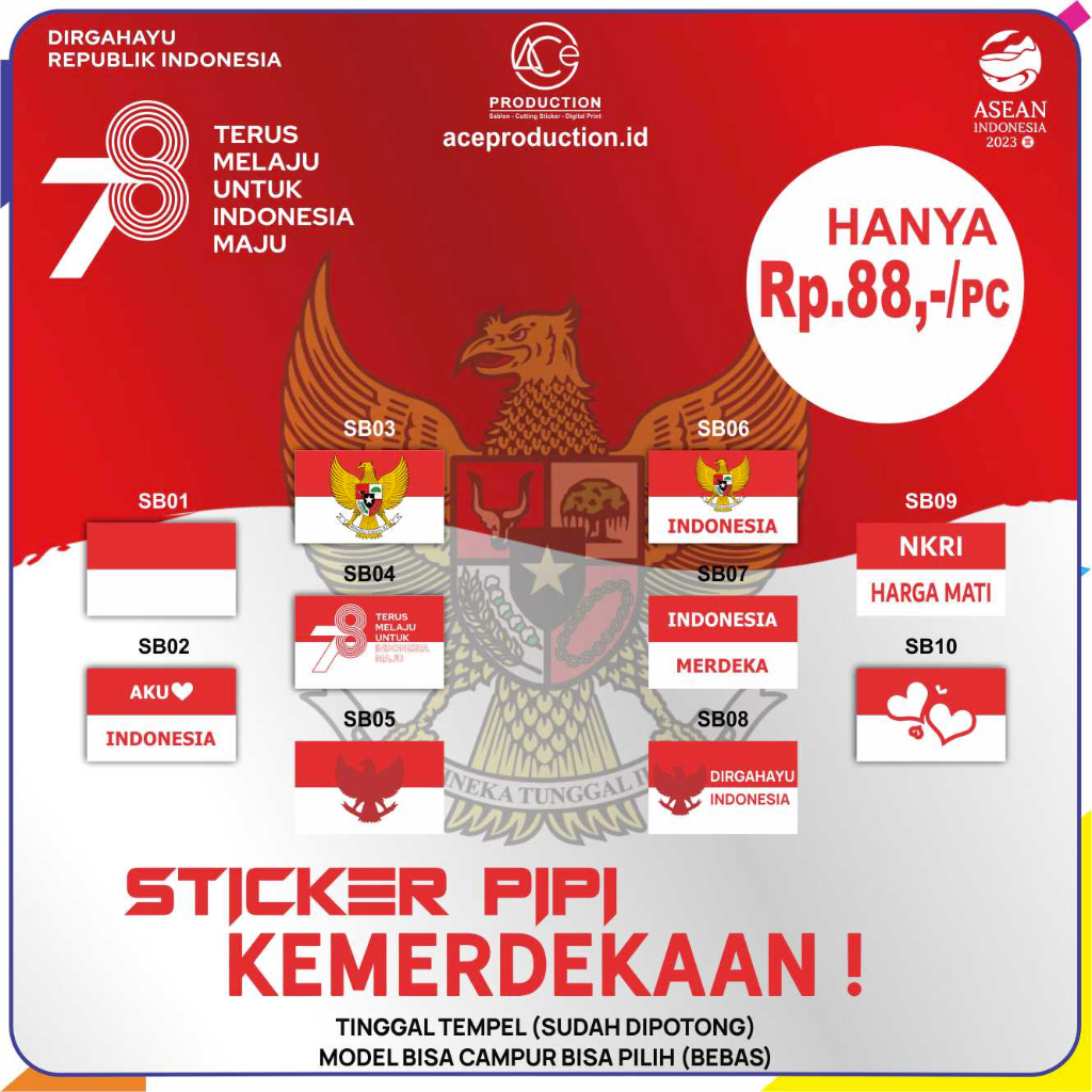 Jual STIKER PIPI STICKER KEMERDEKAAN STIKER BENDERA MERAH PUTIH UNTUK