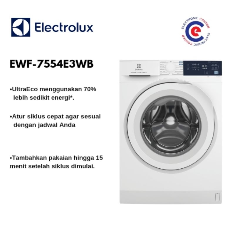 Jual Mesin Cuci Front Loading ELECTROLUX EWF7554E3WB 7 5 Kg UltraEco