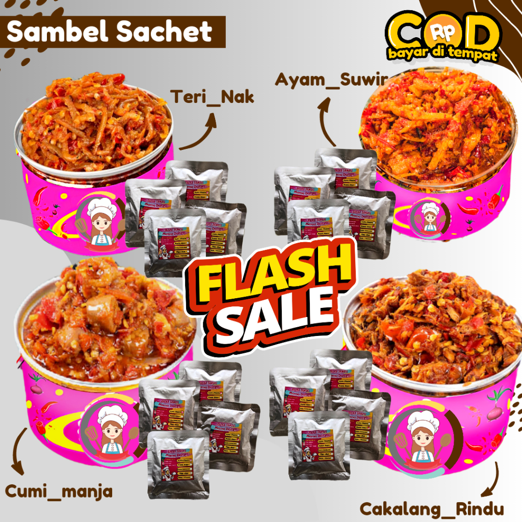 Jual SAMBAL SACHET 25 GRAM SAMBEL CUMI SAMBAL CUMI BABY SAMBAL TERI