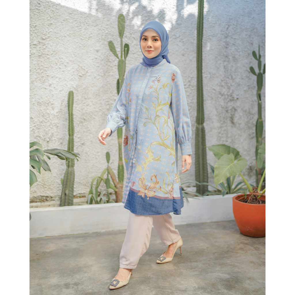 Jual ARSSCARF Halina Tunic Shirt Blue Shopee Indonesia