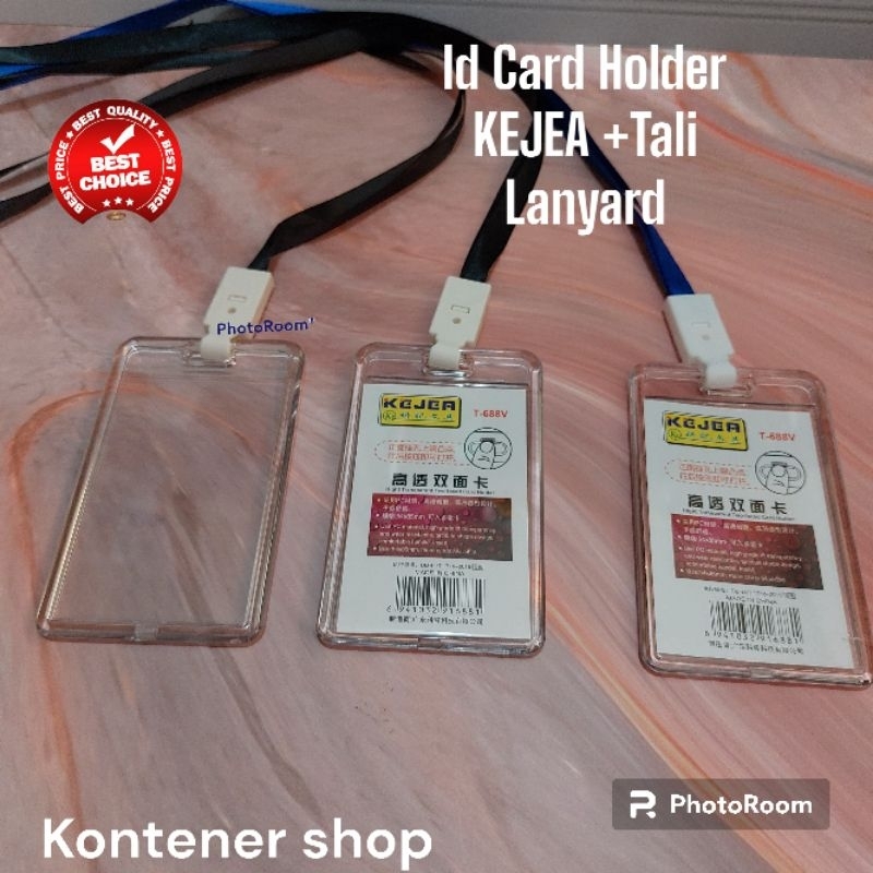 Jual Id Card Holder Acrylic Transparant Kejea Tali Lanyard Nametag Id