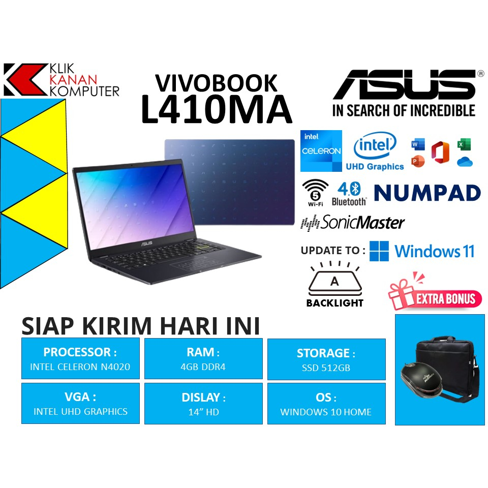 Jual Laptop Sekolah Terbaru Asus Vivobook L Ma Intel N Gb Gb